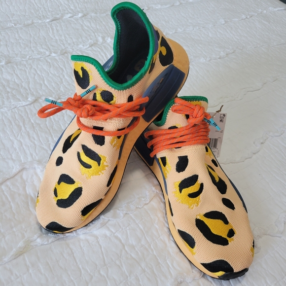 Adidas Pharrell x NMD Human Race Kicks 10.5 NWT Animal Print Pulse Amber Leopard - Picture 2 of 12